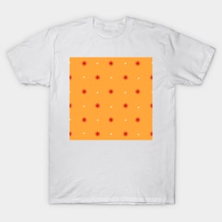 Simple star or fireowork repeat pattern in yellow background T-Shirt